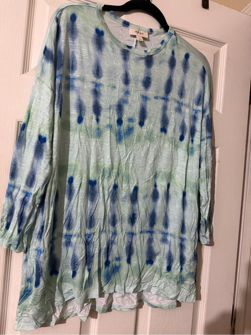 Macy's Blue & Green Tie-Dye Long Sleeve Tunic